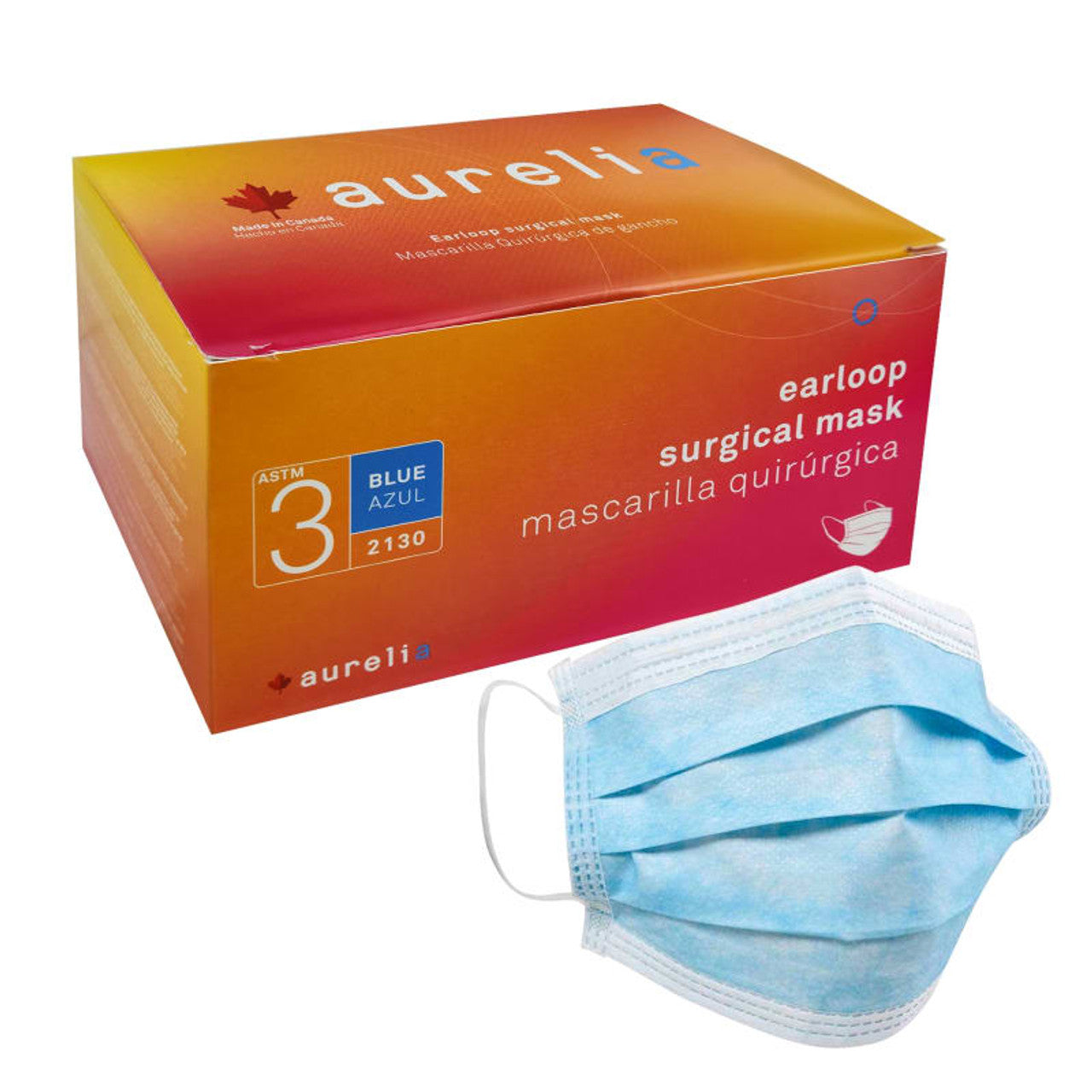 Aurelia Surgical Masks, ASTM Level 3, BLUE, Made in Canada