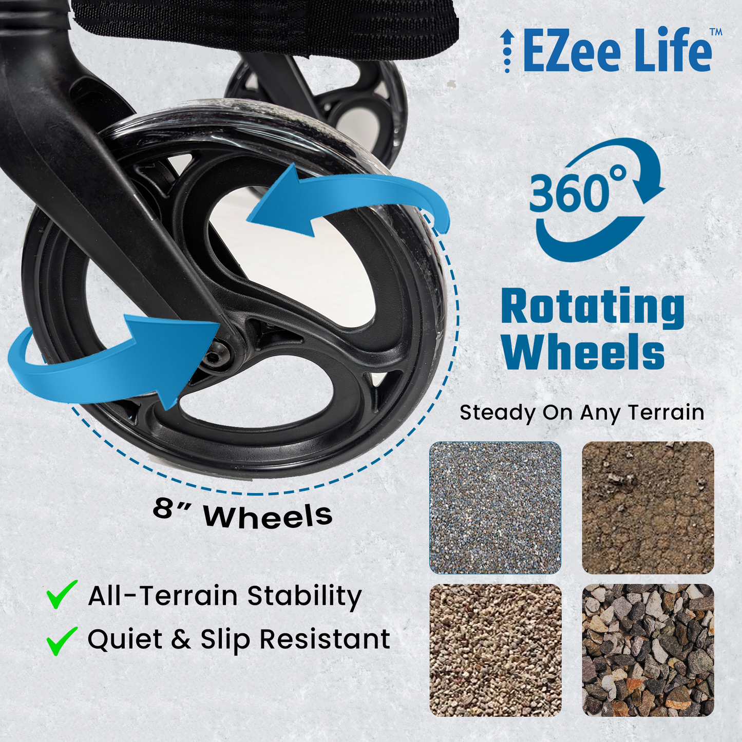 EZee Life Folding Rollator Walker – Lightweight, Height-Adjustable Mobility Aid