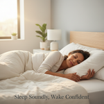 A woman sleeping peacefully in bed, conveying confidence and undisturbed rest, representing the best adult diapers for women for overnight and heavy incontinence in Canada.