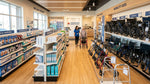 Medical supply store near me — bright Canadian medical supply store interior with mobility aids, wheelchairs, walkers, and healthcare equipment on organized shelves