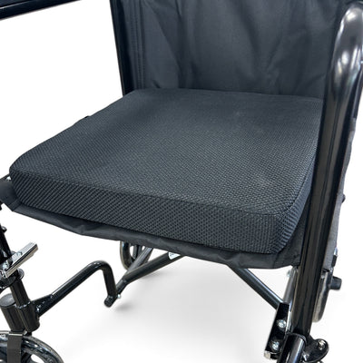 Medium Density Wheelchair Seat Cushion on wheelchair - front view