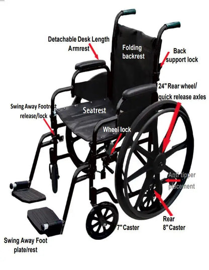 18" Aluminum Wheelchair/Lightweight Transport Chair Duo | Mobb - Factory Direct Medical