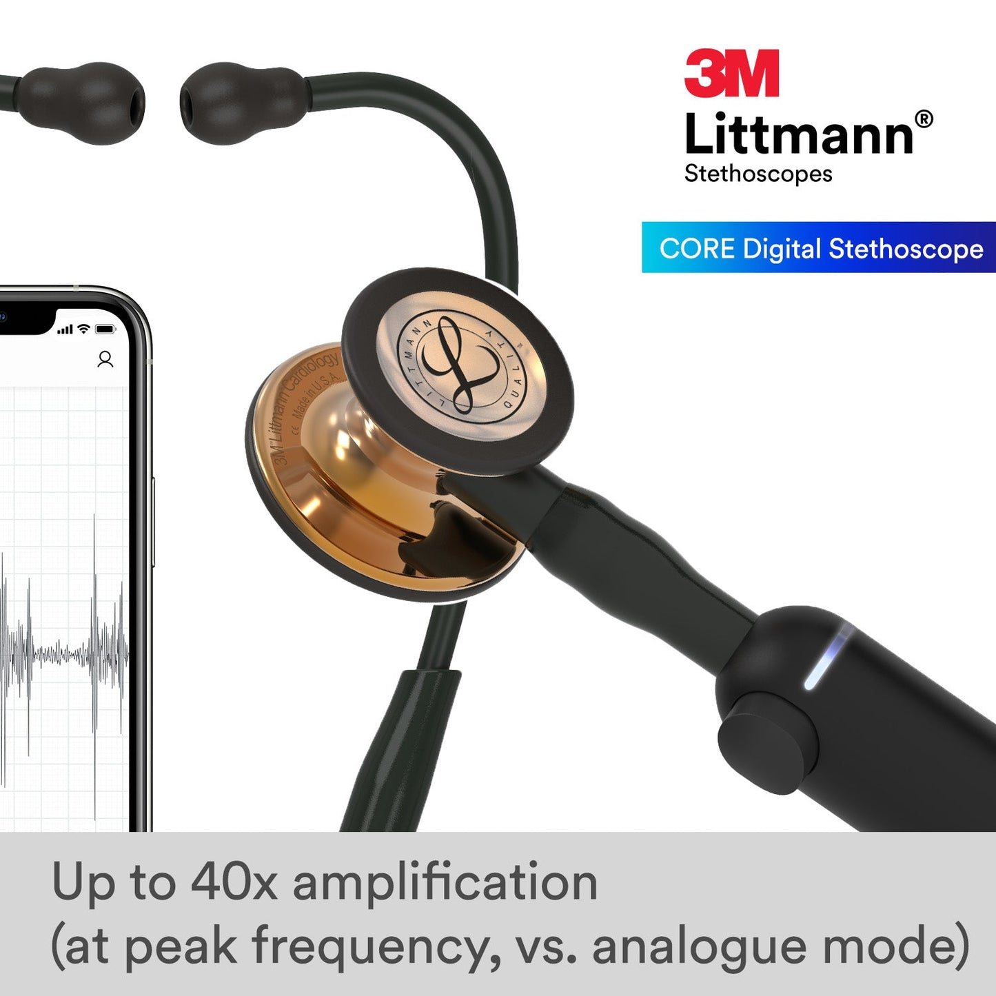Littmann CORE Digital Stethoscope - 8870 High Polish Copper & Black