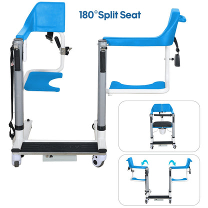 4 - IN - 1 MULTIFUNCTIONAL ELECTRIC LIFT TRANSFER, SHOWER, & COMMODE CHAIR | Ezee Life - Factory Direct Medical