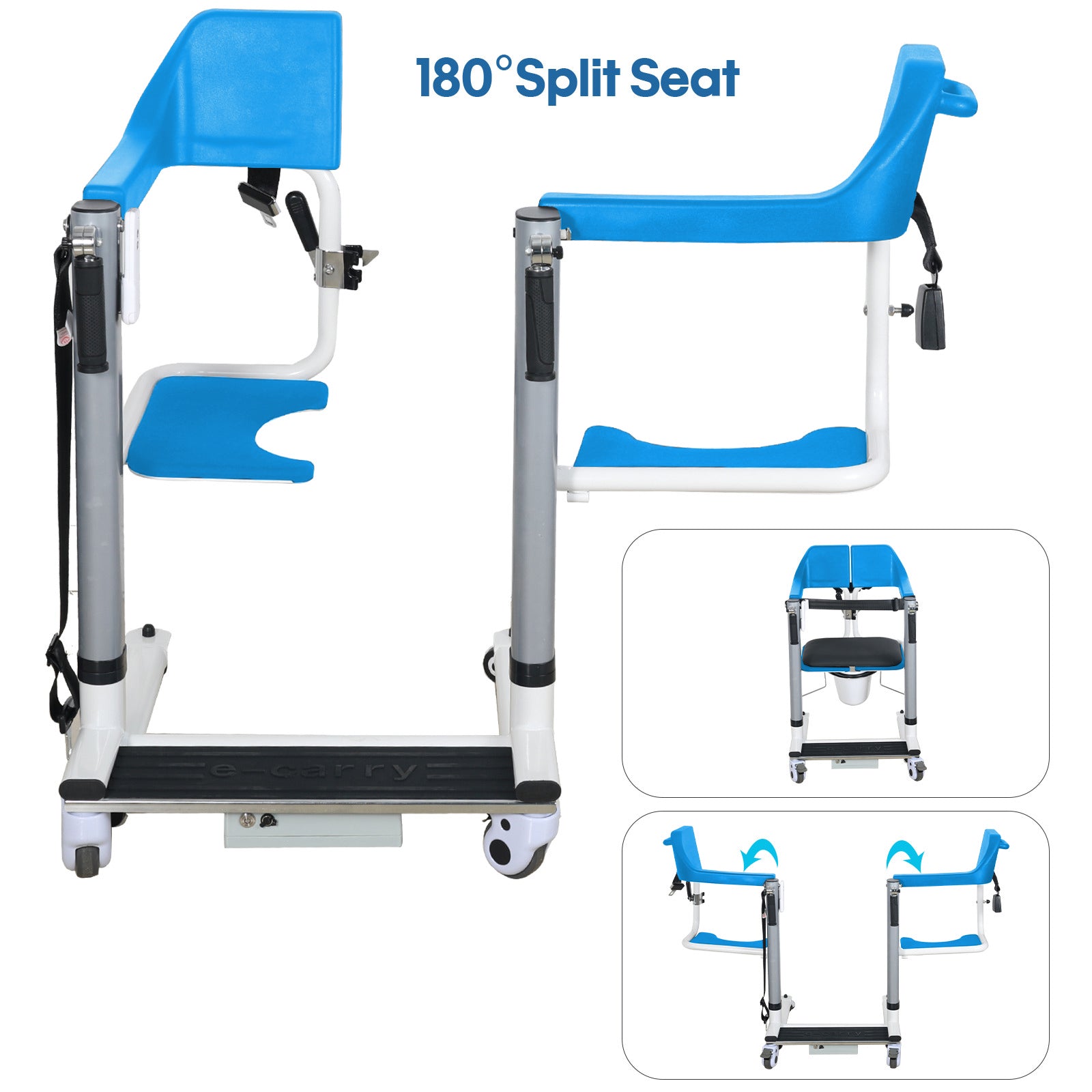 4 - IN - 1 MULTIFUNCTIONAL ELECTRIC LIFT TRANSFER, SHOWER, & COMMODE CHAIR | Ezee Life - Factory Direct Medical