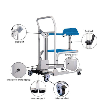 4 - In - 1 Multifunctional Electric Lift Transfer, Shower & Commode Chair | Ezee Life - Factory Direct Medical