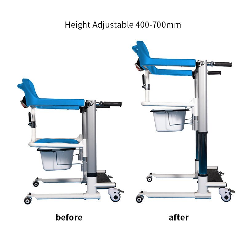 4 - IN - 1 MULTIFUNCTIONAL ELECTRIC LIFT TRANSFER, SHOWER, & COMMODE CHAIR | Ezee Life - Factory Direct Medical