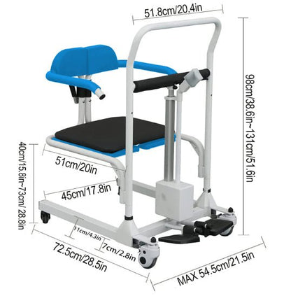 4 - In - 1 Multifunctional Electric Lift Transfer, Shower & Commode Chair | Ezee Life - Factory Direct Medical