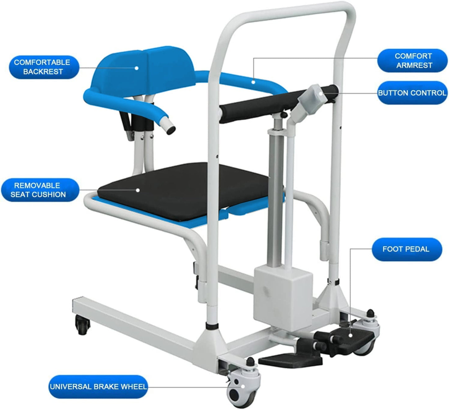 4 - In - 1 Multifunctional Electric Lift Transfer, Shower & Commode Chair | Ezee Life - Factory Direct Medical
