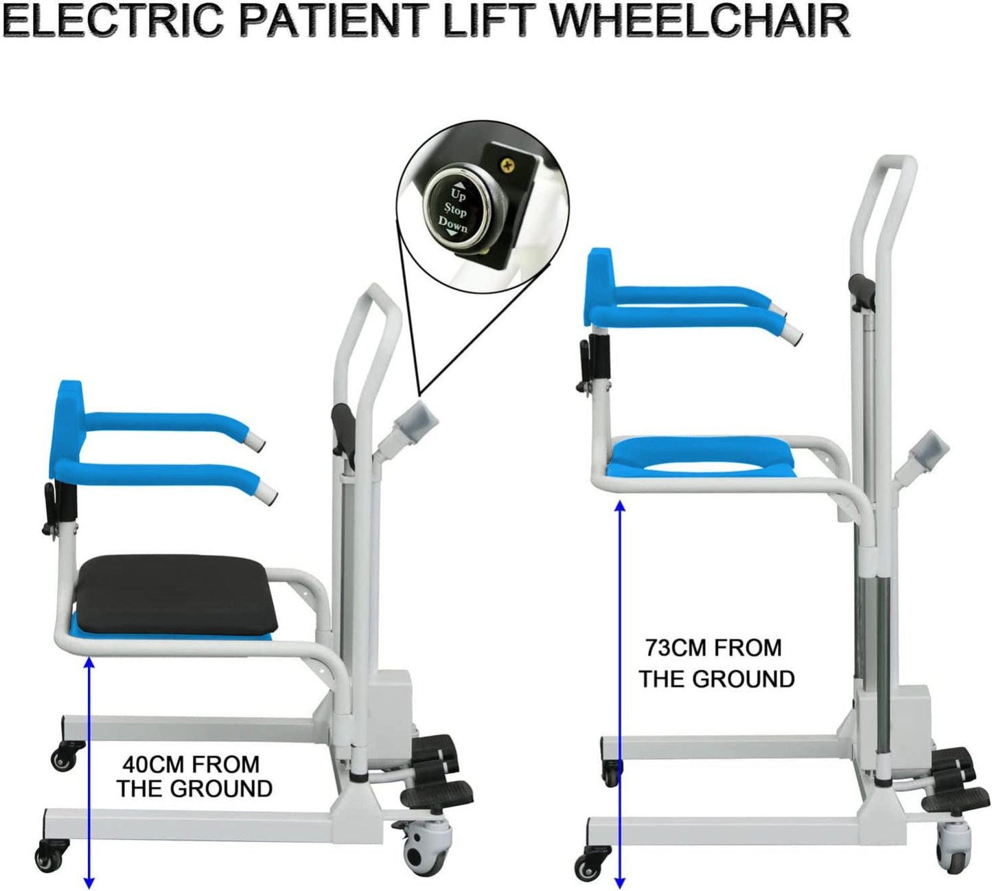 4 - In - 1 Multifunctional Electric Lift Transfer, Shower & Commode Chair | Ezee Life - Factory Direct Medical