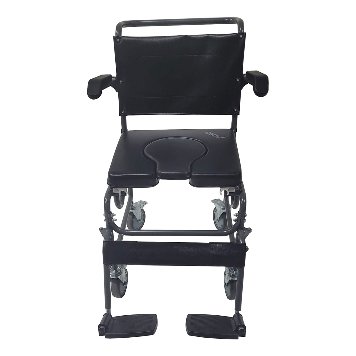4 Way Padded Steel Commode Chair w/Wheels — MOBB Home Health Care, side profile