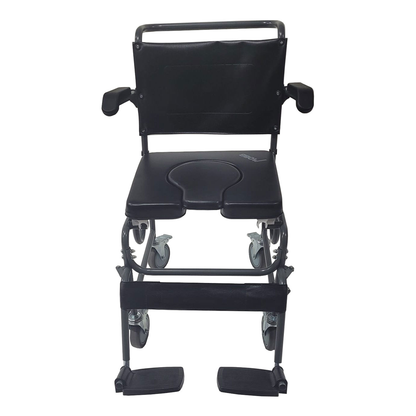 4 Way Padded Steel Commode Chair w/Wheels — MOBB Home Health Care, side profile