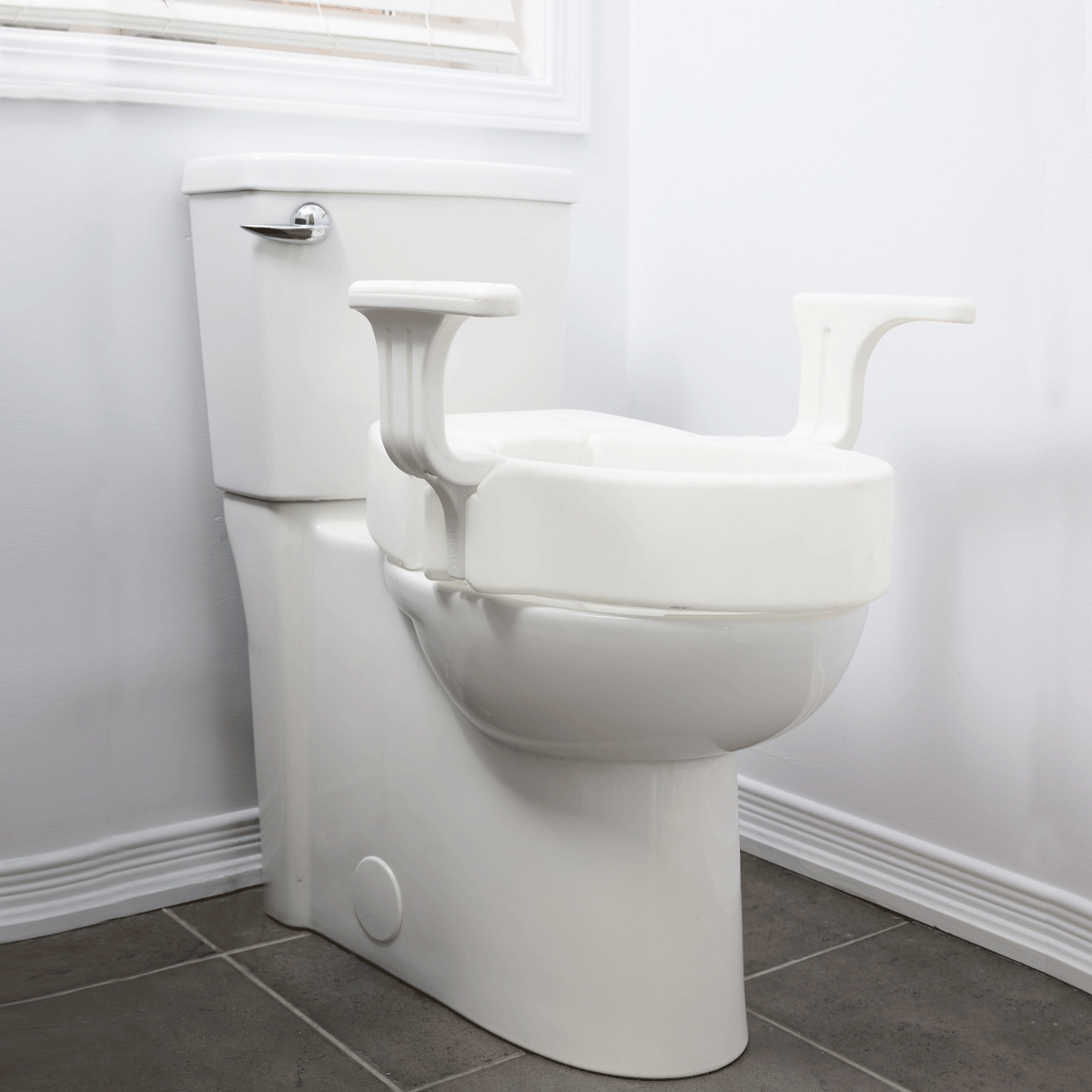 4″ Hinged Raised Toilet Seat with Handles — MOBB Home Health Care, alternate angle