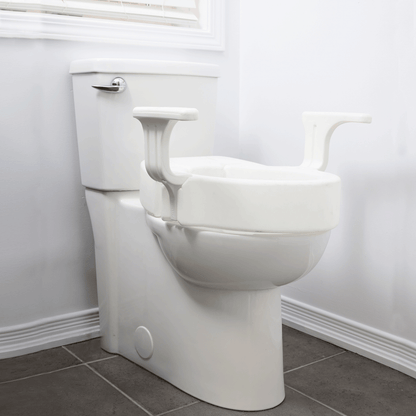 4″ Hinged Raised Toilet Seat with Handles — MOBB Home Health Care, alternate angle