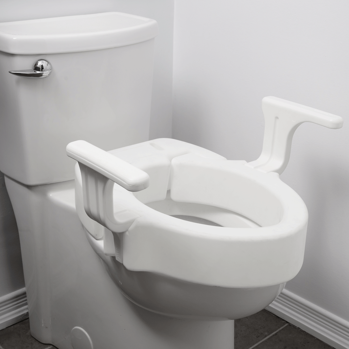 4″ Hinged Raised Toilet Seat with Handles — MOBB Home Health Care, side profile