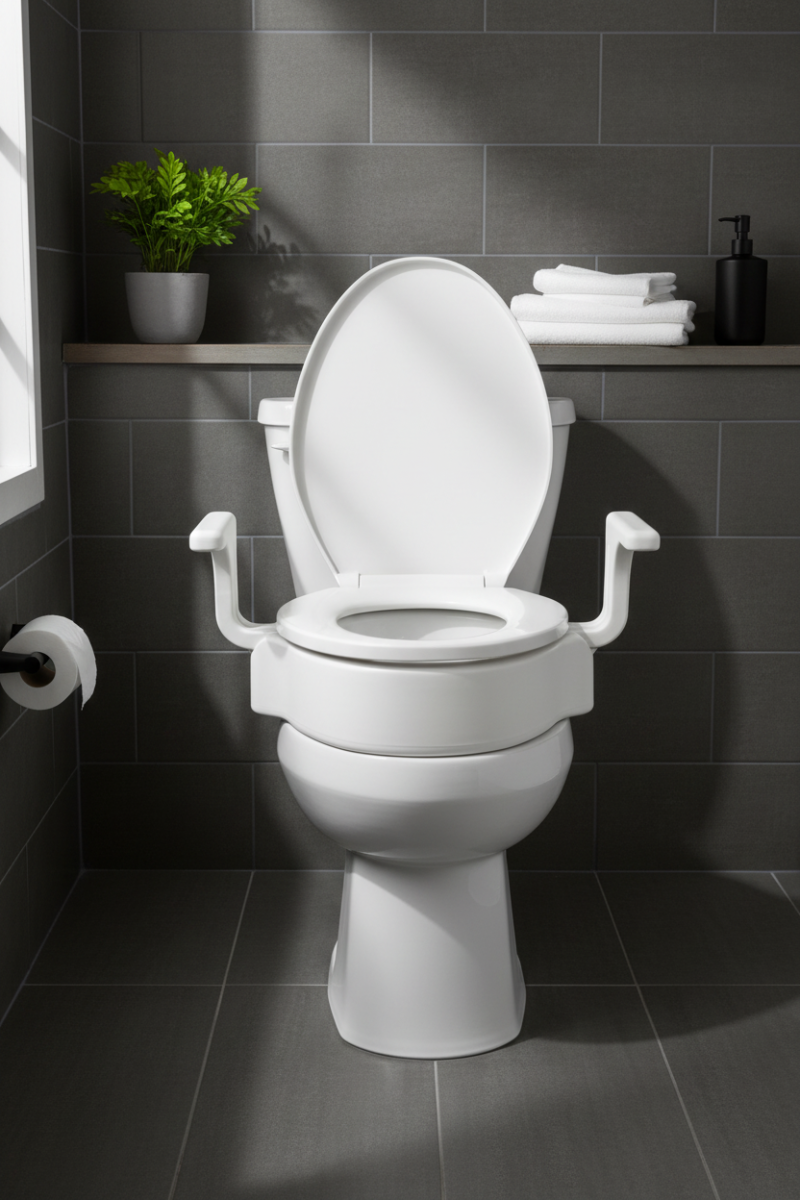 4″ Raised Toilet Seat with Handles — MOBB Home Health Care, front view