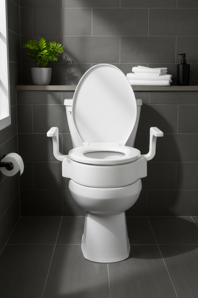 4″ Raised Toilet Seat with Handles — MOBB Home Health Care, front view