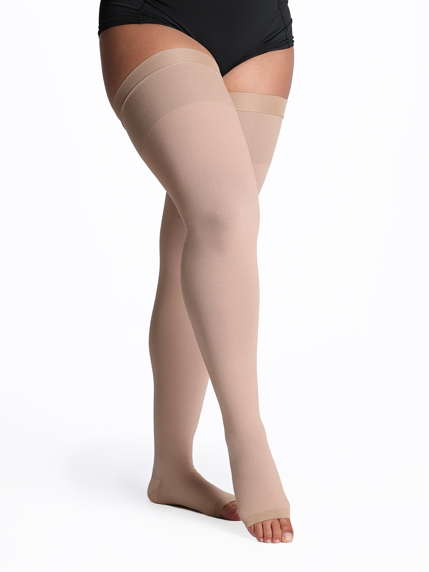 Sigvaris Men's Natural Rubber Thigh-High without Grip-Top Open-Toe 40-50mmHg