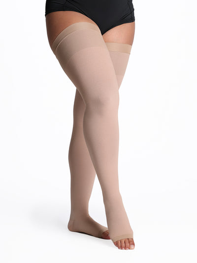 Sigvaris Men's Natural Rubber Thigh-High without Grip-Top Open-Toe 50-60mmHg