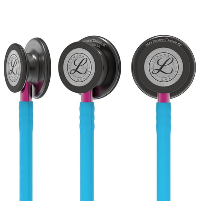 Littmann Classic III Monitoring Stethoscope: Smoke & Turquoise - Pink Stem 5872