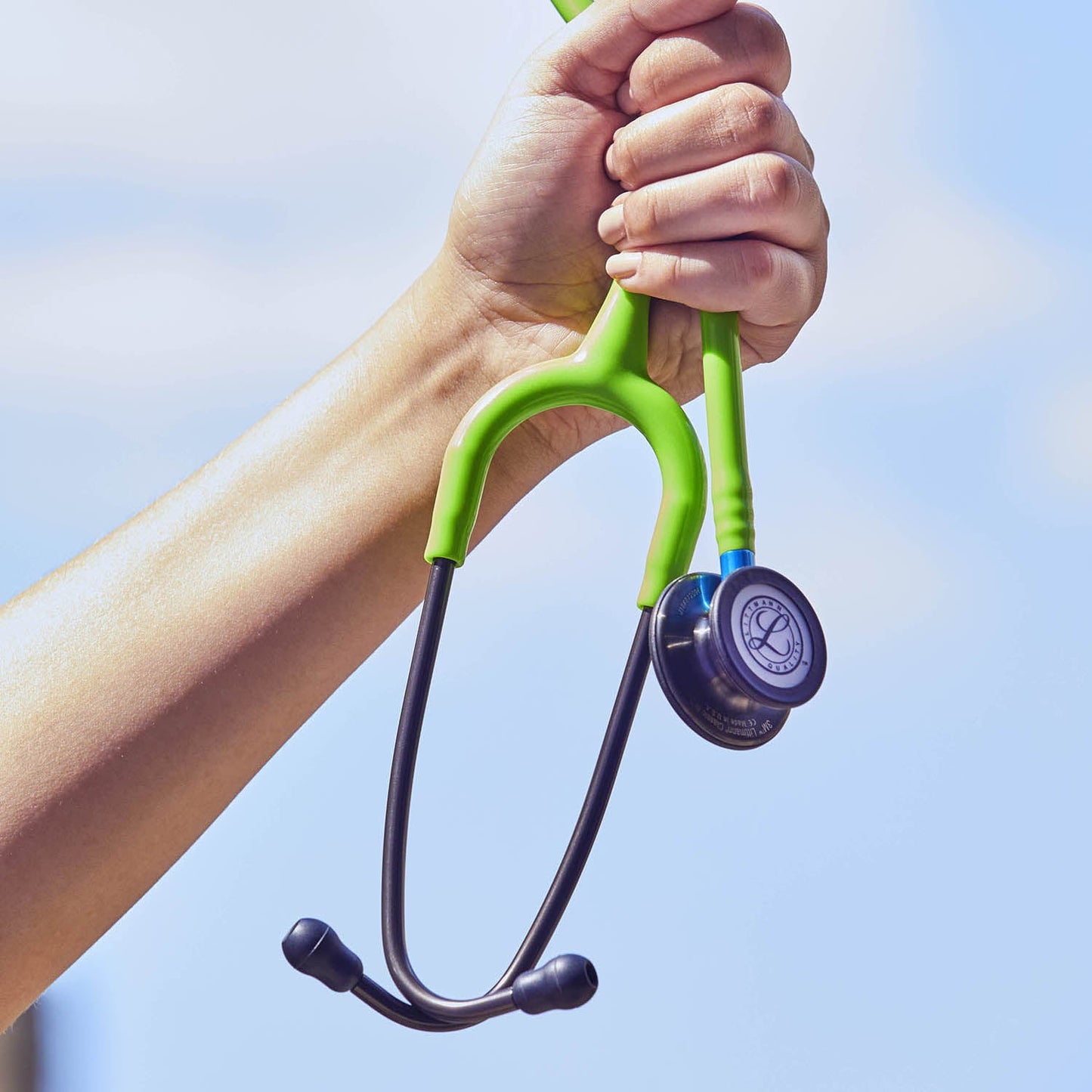 Littmann Classic III Monitoring Stethoscope: Smoke & Lime Green - Blue Stem 5875