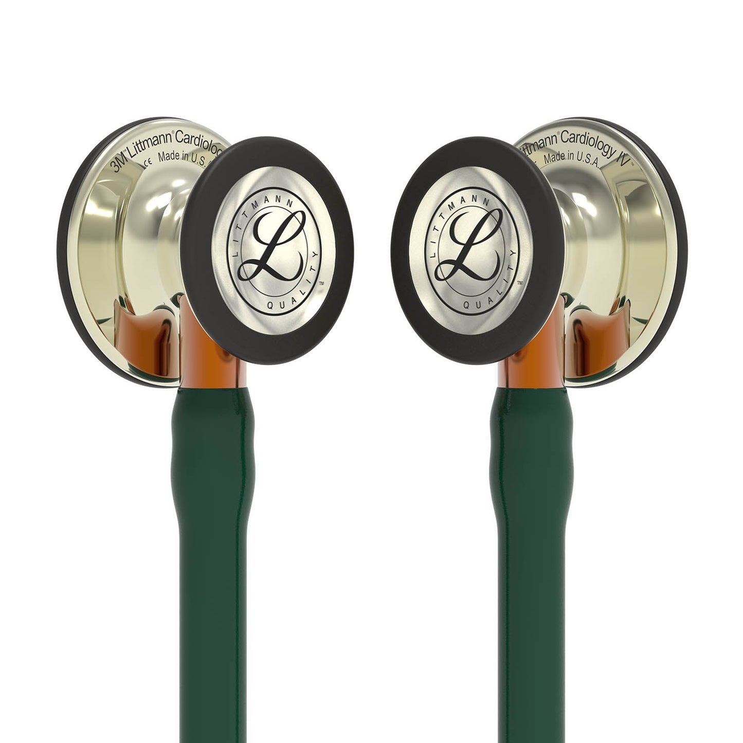 Littmann Cardiology IV Diagnostic Stethoscope: Polished Champagne & Hunter Green - Orange Stem 6206