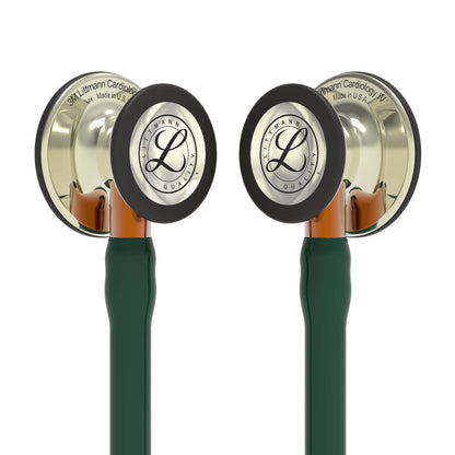 Littmann Cardiology IV Diagnostic Stethoscope: Polished Champagne & Hunter Green - Orange Stem 6206