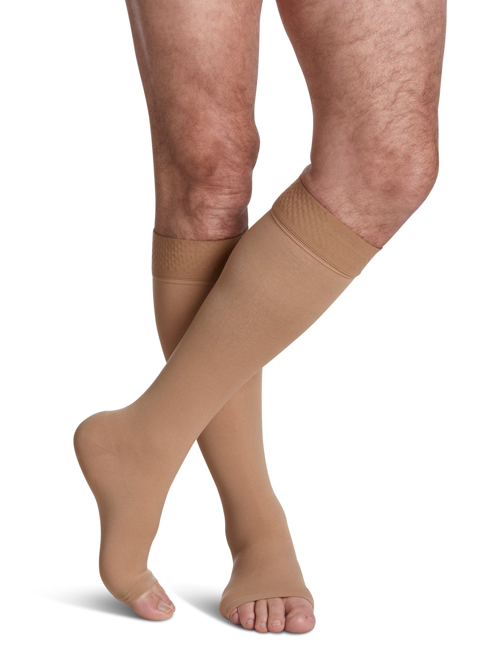 Sigvaris Men's Essential Opaque Calf Open-Toe with Grip-Top 30-40mmHg