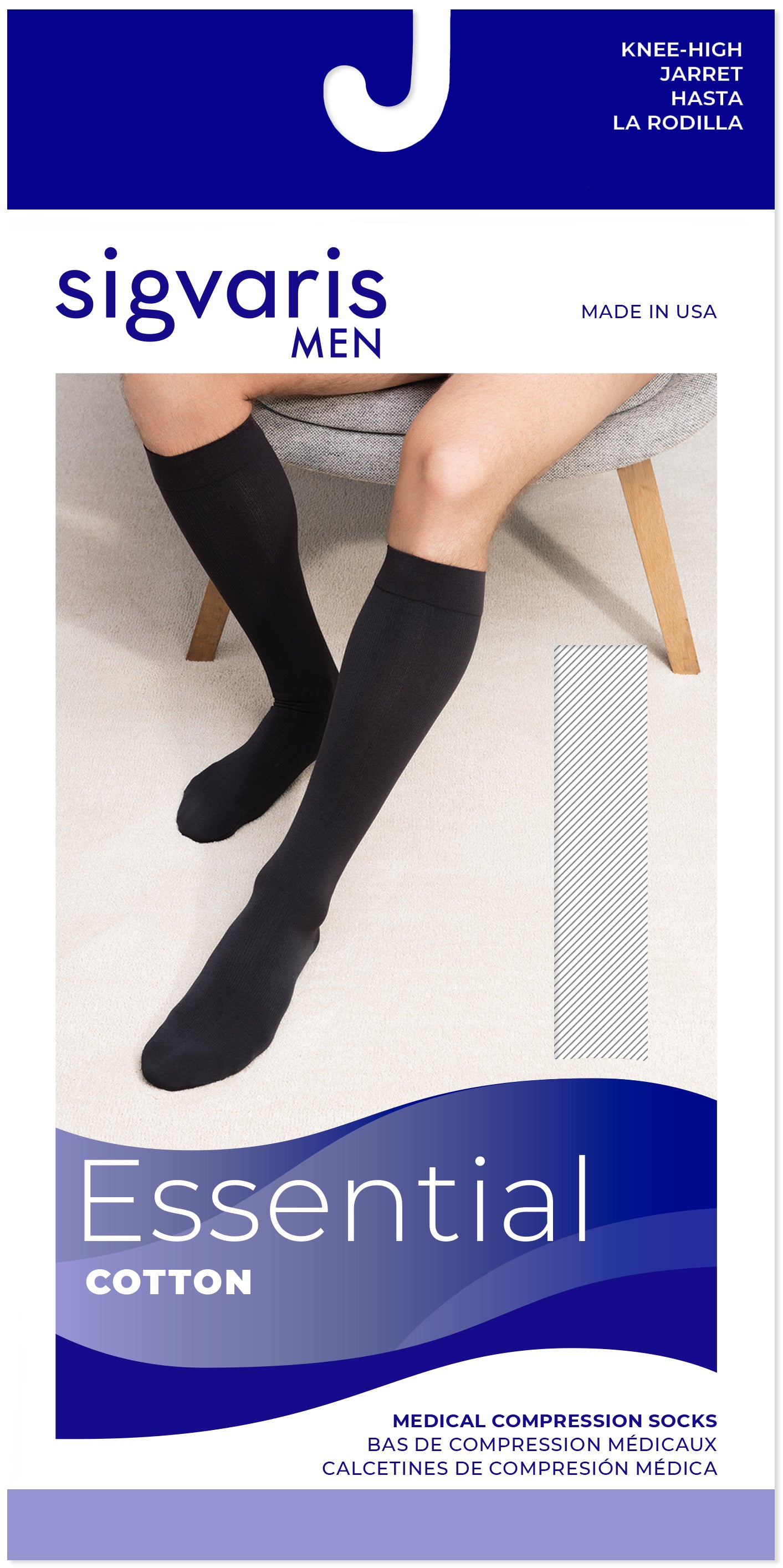 Sigvaris 230 Essential Cotton Compression Socks 30-40 mmHg Calf High for Unisex Closed Toe