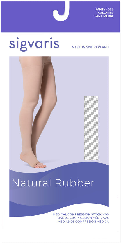 Sigvaris Men's Natural Rubber Pantyhose Open-Toe 30-40mmHg