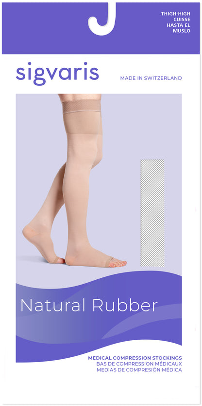 Sigvaris Men's Natural Rubber Thigh-High w/Waist Attachment Open-Toe 40-50mmHg