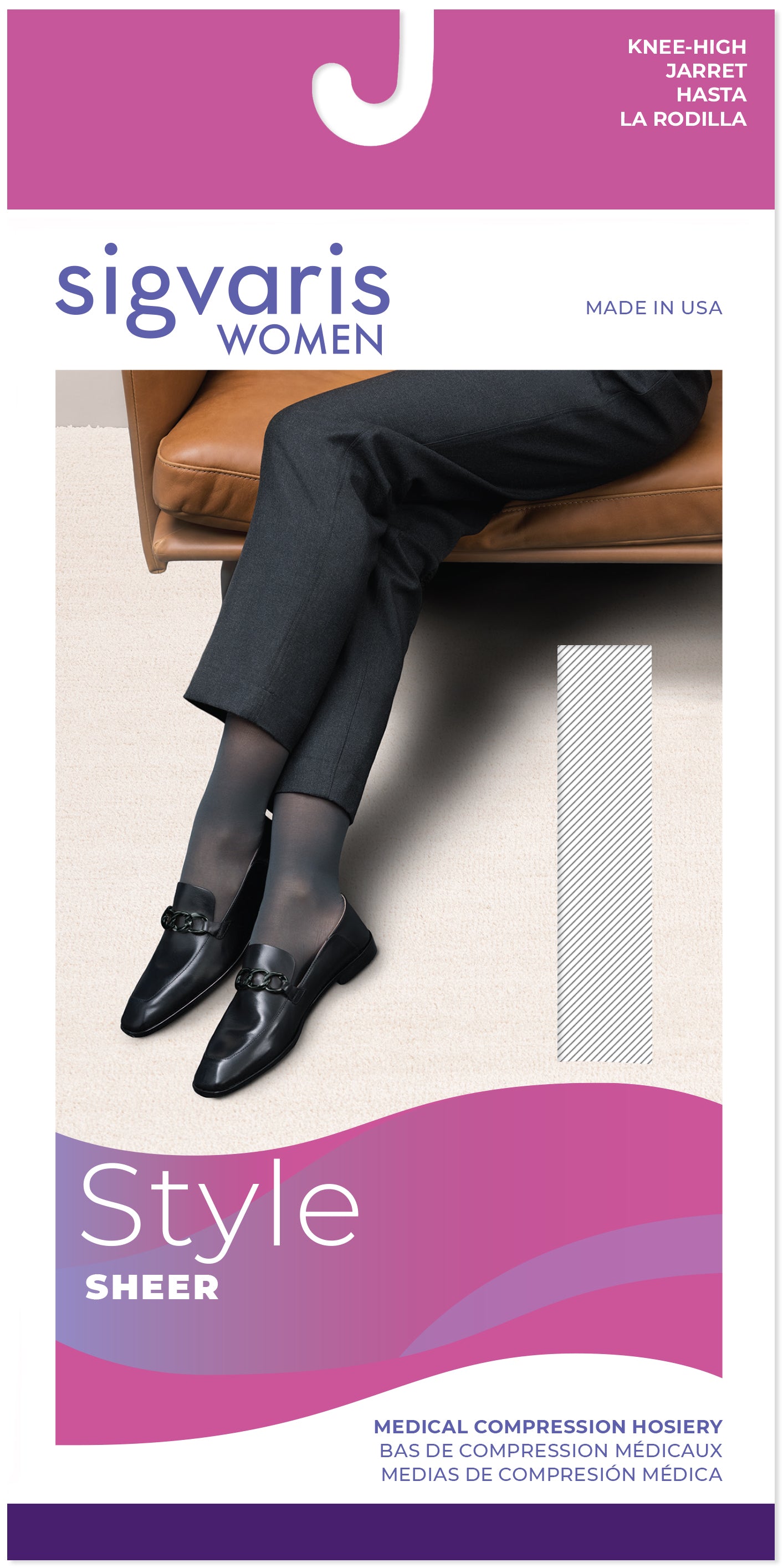 Sigvaris 780 Sheer Compression Socks 15-20 mmHg Calf High for Women Closed Toe