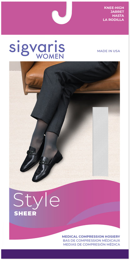 Sigvaris 780 Sheer Compression Socks 15-20 mmHg Calf High for Women Closed Toe