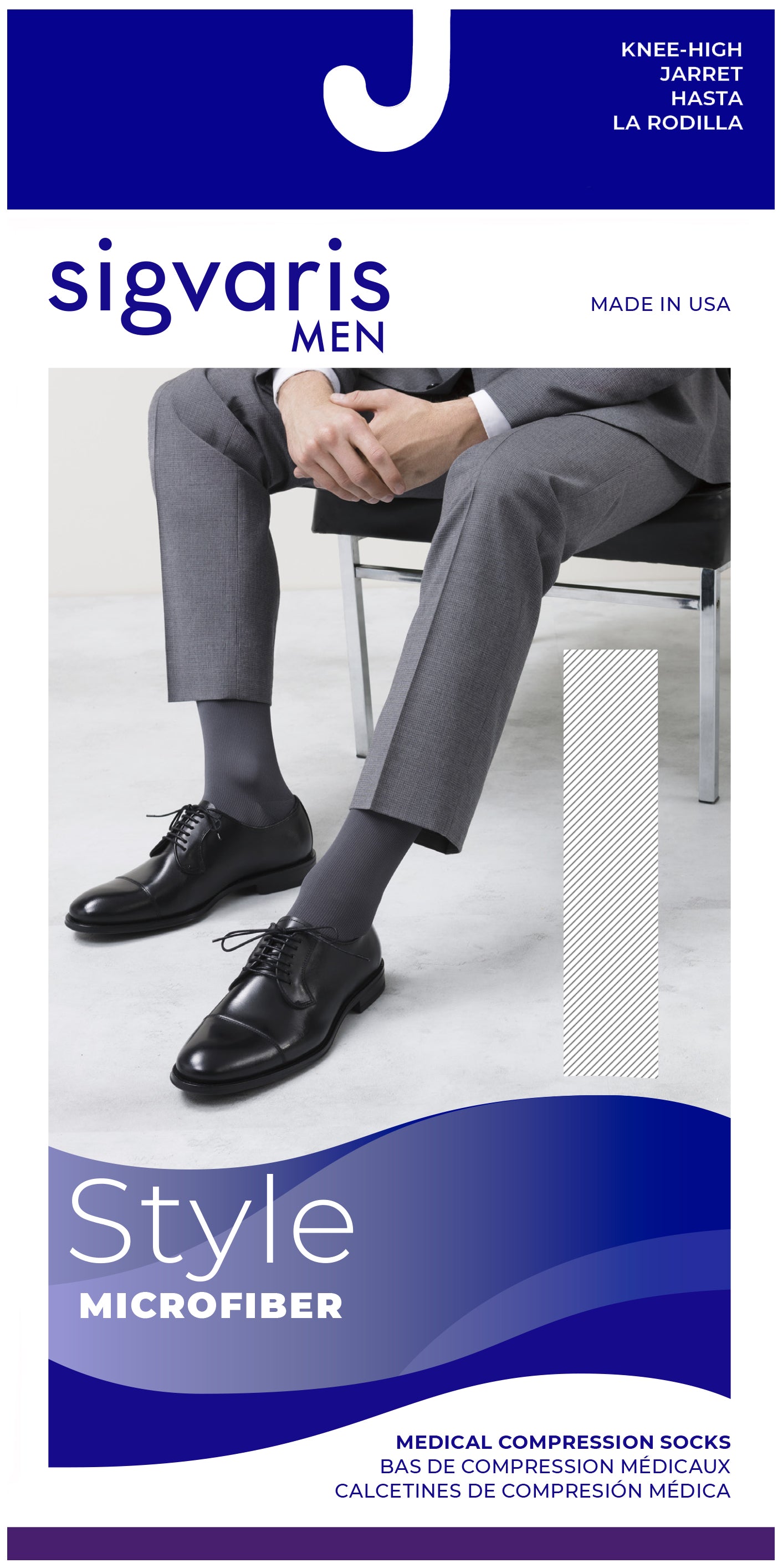 Sigvaris Men's Style Microfiber Calf 30-40mmHg Men's Closed Toe