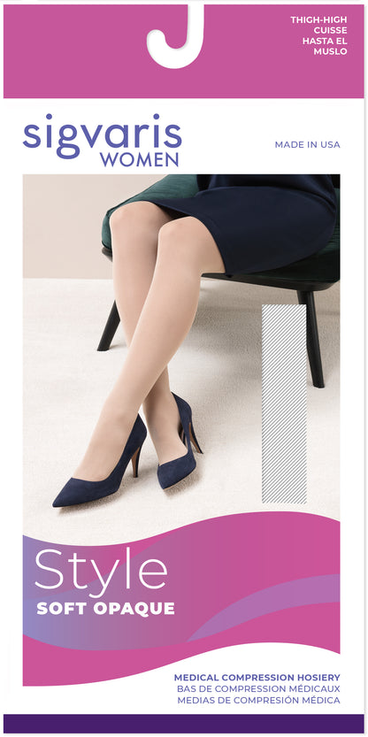 Sigvaris Women's Style Soft Opaque Thigh-High Open-Toe 30-40mmHg