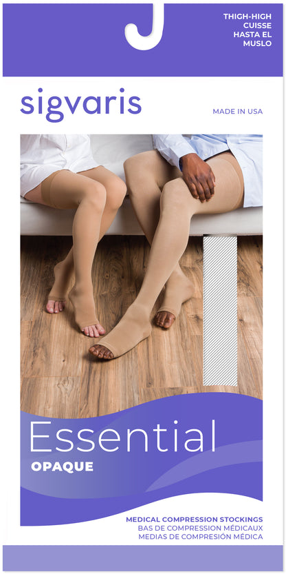 Sigvaris Men's Essential Opaque Thigh-High Open-Toe 20-30mmHg