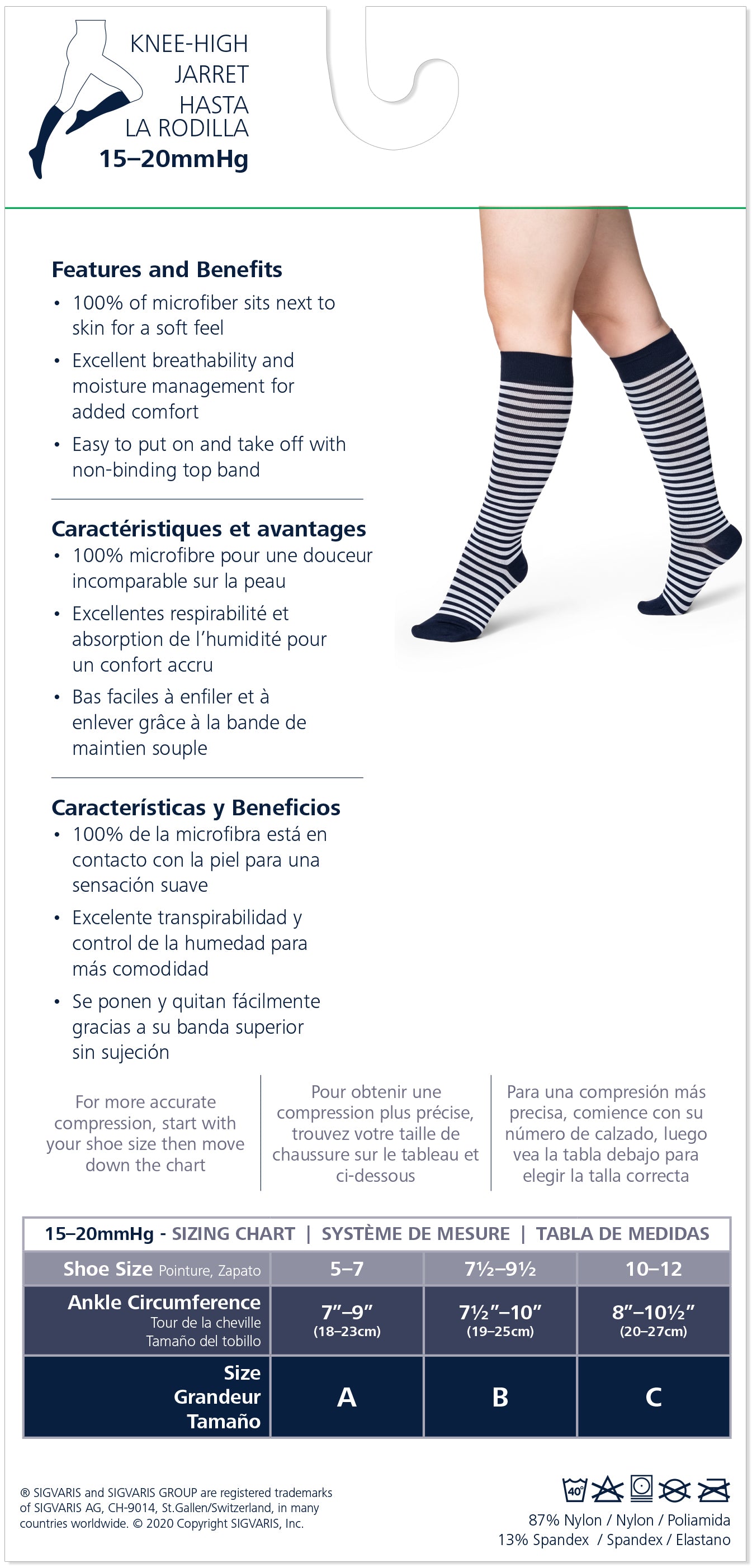 Sigvaris 140 Microfiber Shades Compression Socks 15-20 mmHg Calf High For Women Closed Toe