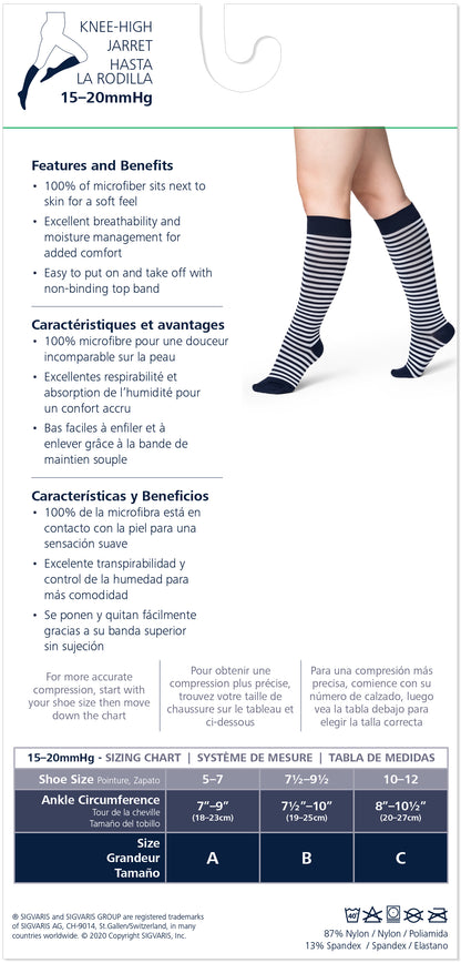 Sigvaris 140 Microfiber Shades Compression Socks 15-20 mmHg Calf High For Women Closed Toe