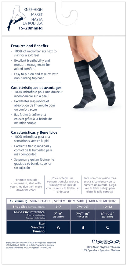 Sigvaris 140 Microfiber Shades Compression Socks 15-20 mmHg Calf High For Women Closed Toe