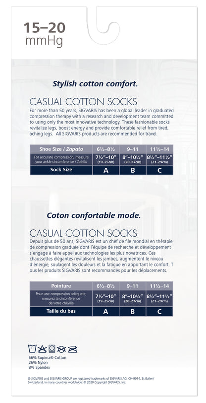 Sigvaris Men's Casual Cotton Calf 15-20mmHg Closed