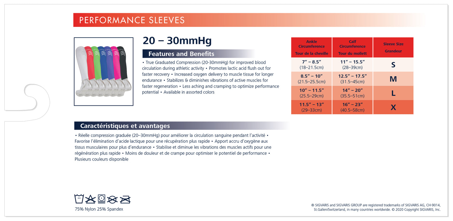 Sigvaris Men's Performance Sleeves Calf 20-30mmHg NA