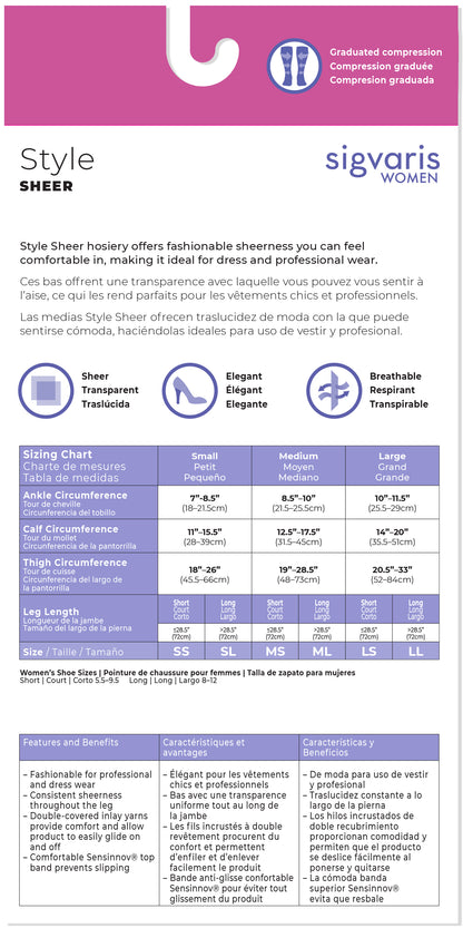 Sigvaris 780 Sheer Compression Socks 30-40 mmHg Thigh High for Women Closed Toe