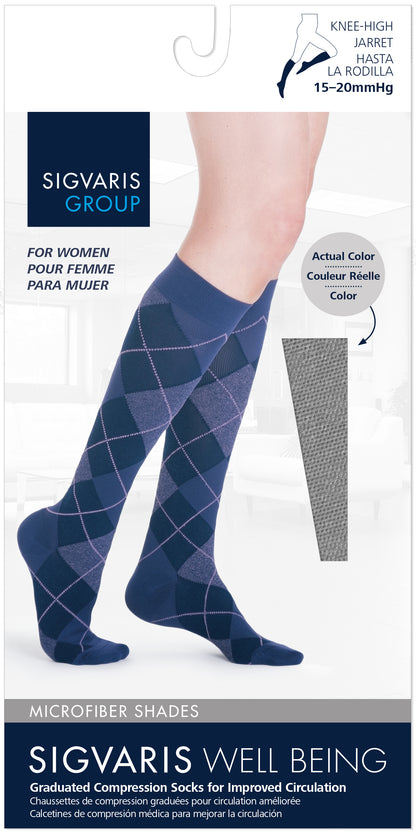 Sigvaris 140 Microfiber Shades Compression Socks 15-20 mmHg Calf High For Women Closed Toe