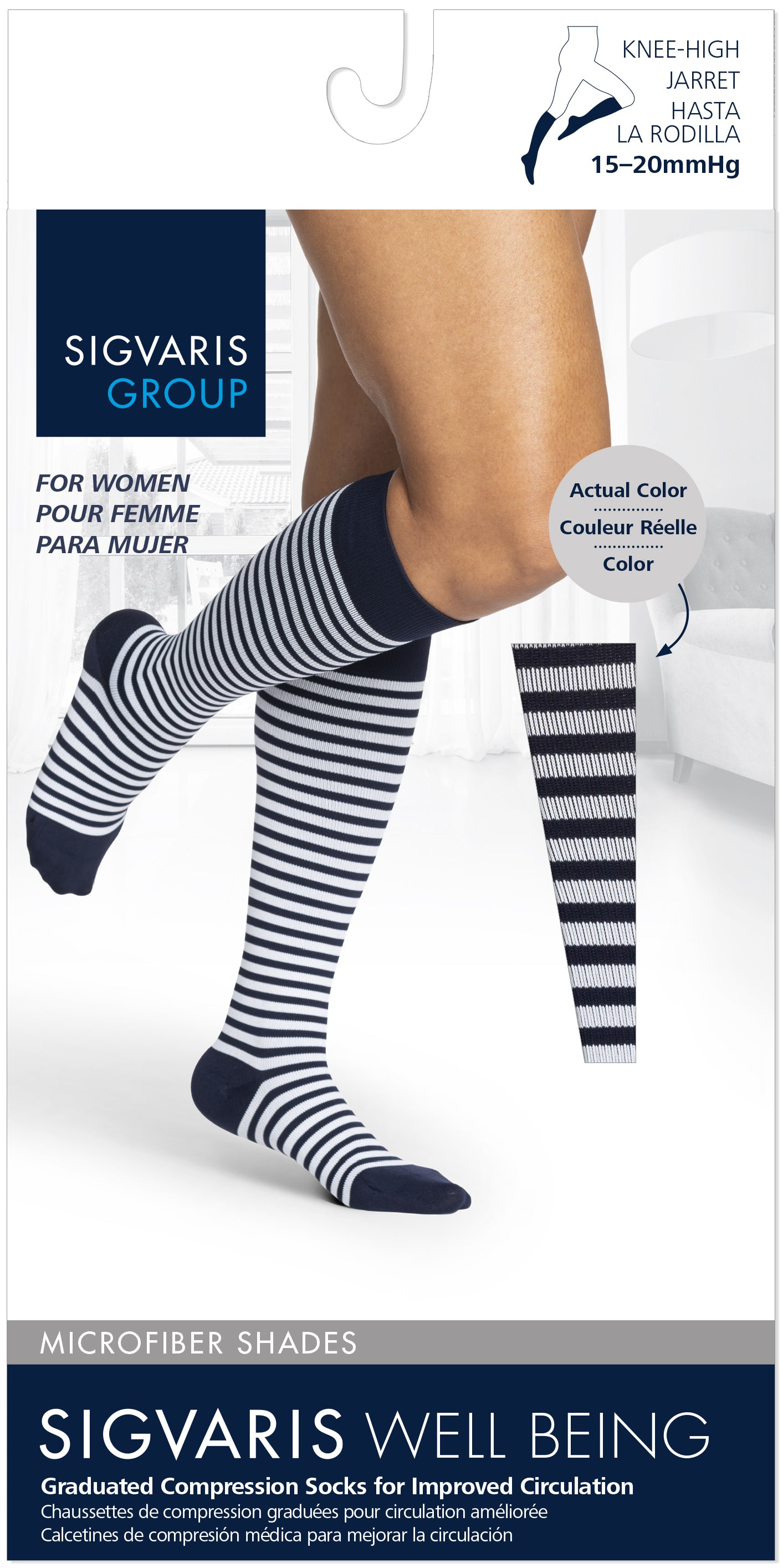 Sigvaris 140 Microfiber Shades Compression Socks 15-20 mmHg Calf High For Women Closed Toe