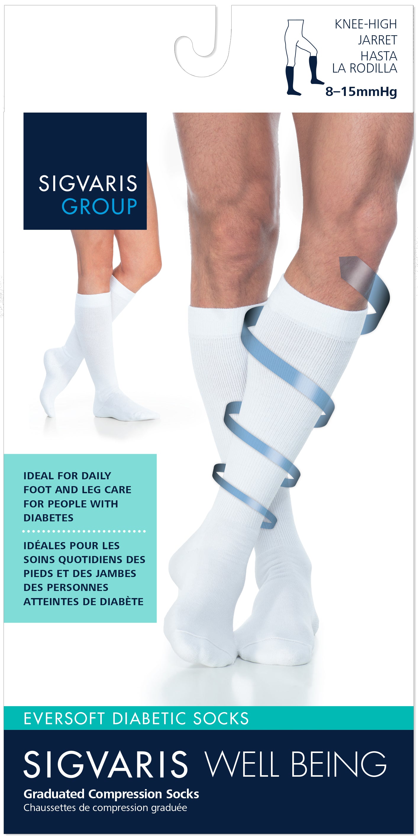 Sigvaris Men's Eversoft Diabetic Sock Calf 8-15mmHg Closed