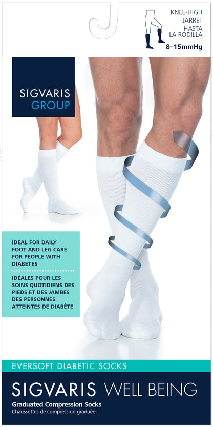 Sigvaris Men's Eversoft Diabetic Sock Calf 8-15mmHg Closed