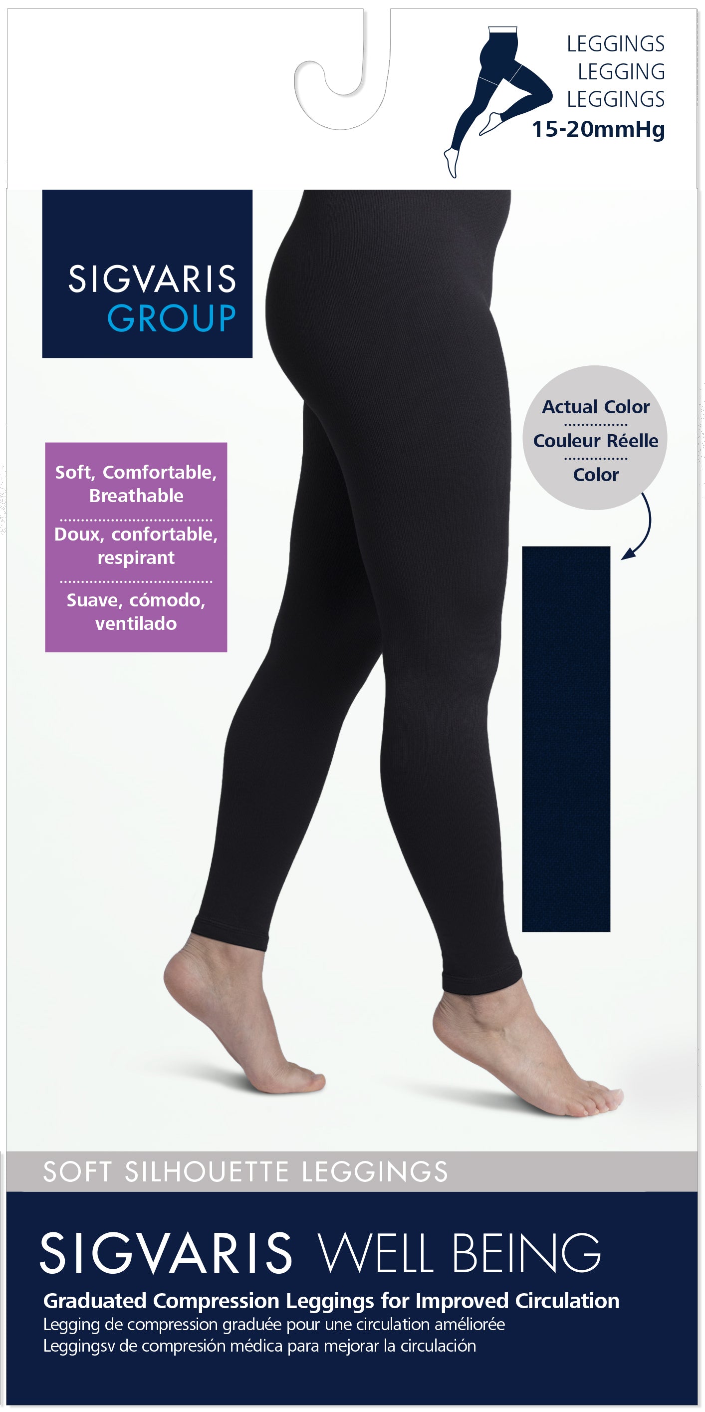 Sigvaris 170 Soft Silhouette Leggings 15-20 mmHg Calf High For Women Closed Toe