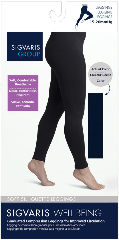 Sigvaris 170 Soft Silhouette Leggings 15-20 mmHg Calf High For Women Closed Toe
