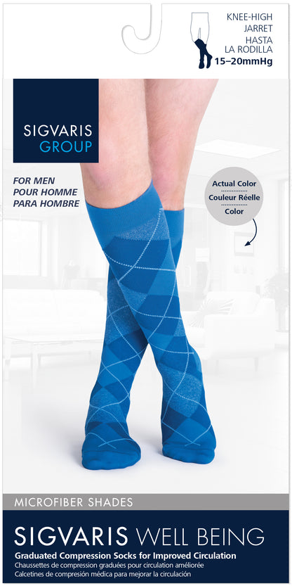 Sigvaris 180 Microfiber Shades Compression Socks 15-20 mmHg Calf High For Men Closed Toe