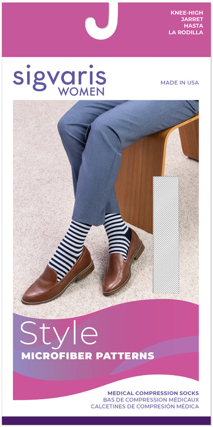 Sigvaris 830 Microfiber Pattern Compression Socks 20-30 mmHg Calf High for Female Closed Toe